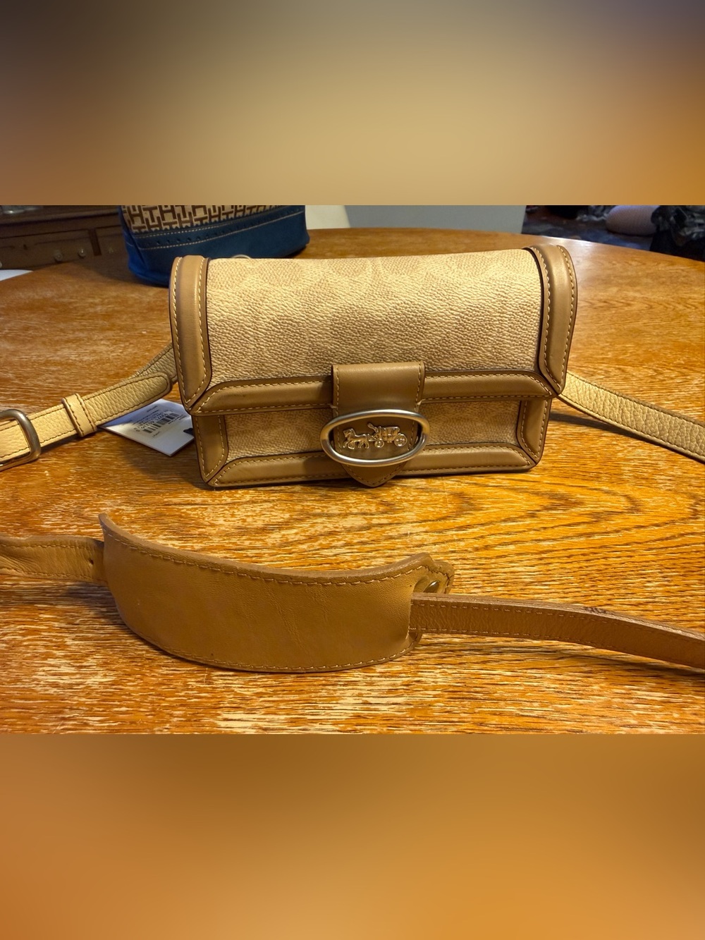 Coach Beige and Tan Leather-Trim Crossbody Bag